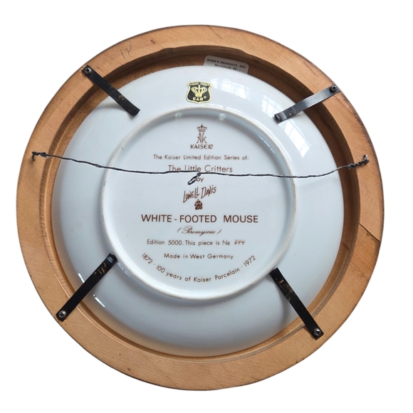 Vintage 1972 Kaiser Porcelain Plate White-Footed Mouse Lowell Davis Germany Made - Picture 2 of 9